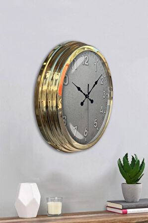 Hediyelik 40 Cm Gold Metal Klas Duvar Saati