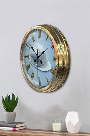 Hediye 40 Cm Gold Metal Inşaat Duvar Saati Clock
