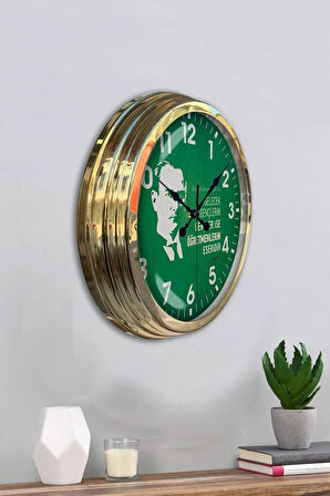 40 Cm Gold Metal Öğretmenler Günü Duvar Saati