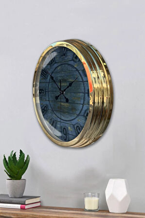 Hediyelik 40 Cm Gold Metal Retro Duvar Saati