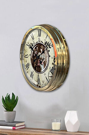 Hediyelik 40 Cm Gold Metal Nostalji Duvar Saati