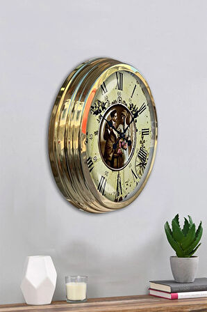 Hediyelik 40 Cm Gold Metal Nostalji Duvar Saati