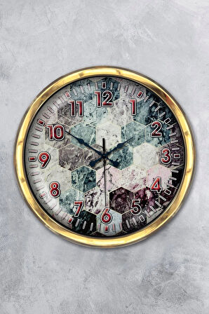 Hediyelik 40 Cm Gold Metal Sezgisel Duvar Saati