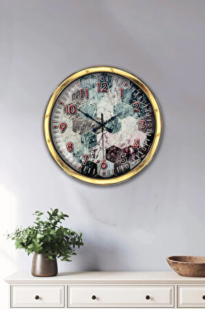 Hediyelik 40 Cm Gold Metal Sezgisel Duvar Saati