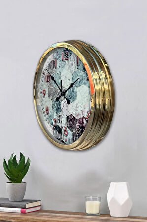 Hediyelik 40 Cm Gold Metal Sezgisel Duvar Saati