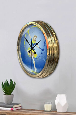 Hediyelik 40 Cm Gold Metal Water Duvar Saati