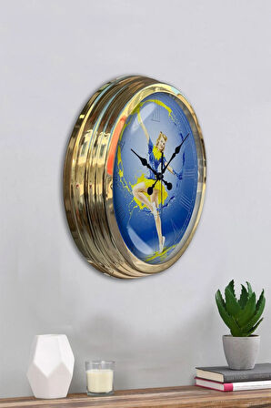 Hediyelik 40 Cm Gold Metal Water Duvar Saati