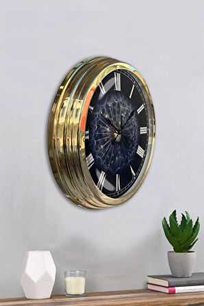 Hediyelik 40 Cm Gold Metal Tüy Duvar Saati