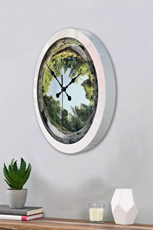 Hediyelik 36 Cm Beyaz Metal Ağaç Duvar Saati