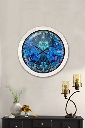 Hediyelik 36 Cm Beyaz Metal Blue Duvar Saati