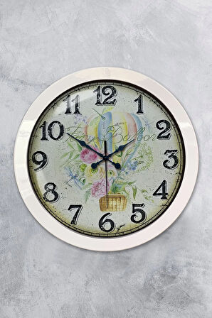 Hediyelik 36 Cm Beyaz Metal Balloon Duvar Saati