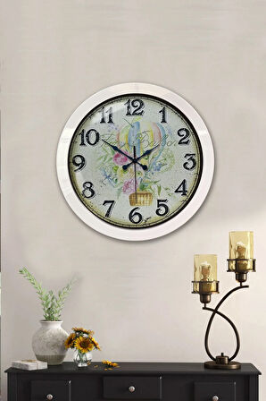 Hediyelik 36 Cm Beyaz Metal Balloon Duvar Saati