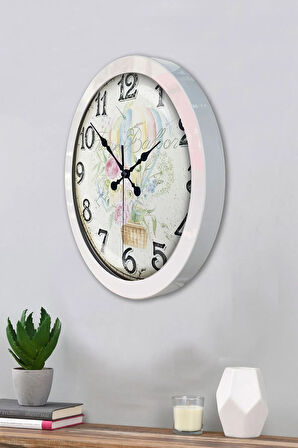 Hediyelik 36 Cm Beyaz Metal Balloon Duvar Saati