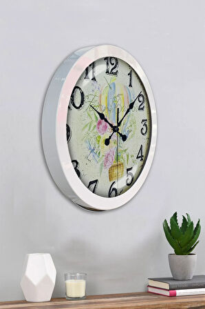 Hediyelik 36 Cm Beyaz Metal Balloon Duvar Saati