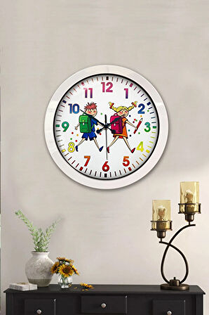 Hediyelik 36 Cm Beyaz Metal Çocuk Duvar Saati