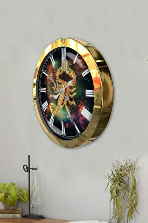 36 Cm Gold Metal Akrep Burcu Duvar Saati