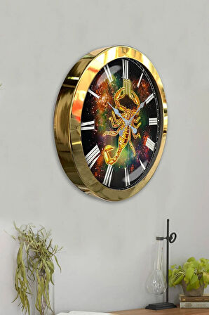 36 Cm Gold Metal Akrep Burcu Duvar Saati
