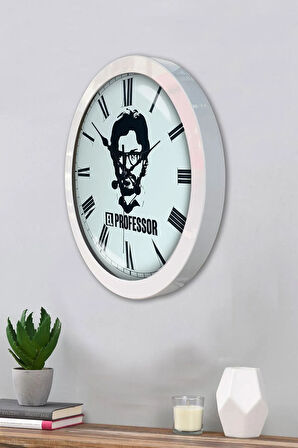 36 Cm Beyaz Metal El Profesör Duvar Saati