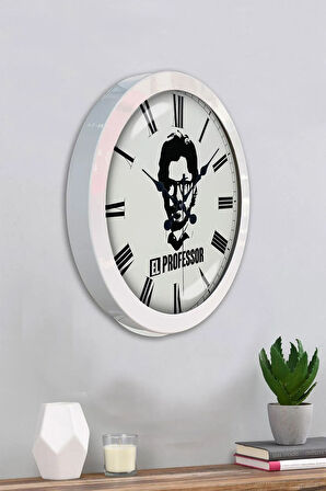 36 Cm Beyaz Metal El Profesör Duvar Saati
