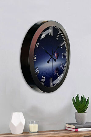 Hediyelik 36 Cm Siyah Metal Cappadocia Duvar Saati