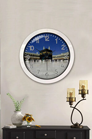 Hediyelik 36 Cm Beyaz Metal Kabe Duvar Saati