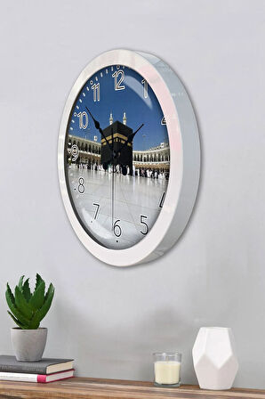 Hediyelik 36 Cm Beyaz Metal Kabe Duvar Saati