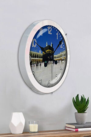 Hediyelik 36 Cm Beyaz Metal Kabe Duvar Saati