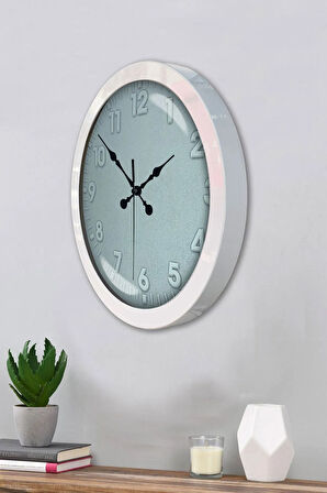 Hediyelik 36 Cm Beyaz Metal Klasik Duvar Saati