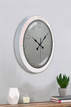 Hediyelik 36 Cm Beyaz Metal Klasik Duvar Saati