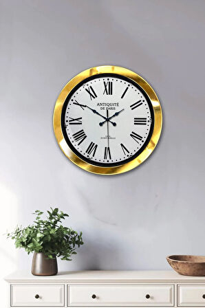 Hediyelik 36 Cm Gold Metal Antiquite Duvar Saati