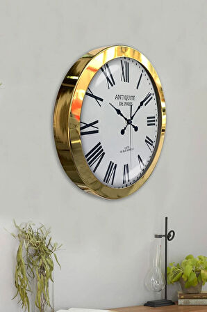 Hediyelik 36 Cm Gold Metal Antiquite Duvar Saati