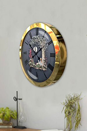 Hediyelik 36 Cm Gold Metal Ay Duvar Saati