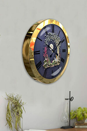 Hediyelik 36 Cm Gold Metal Ay Duvar Saati