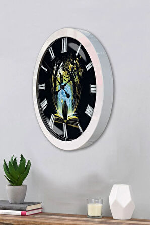 36 Cm Beyaz Metal Kitap - Insan Duvar Saati