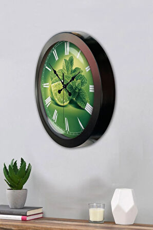 Hediyelik 36 Cm Siyah Metal Limon Temalı Mutfak Duvar Saati