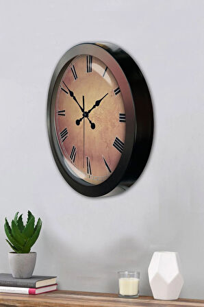 Hediyelik 36 Cm Siyah Metal Turuncu Duvar Saati