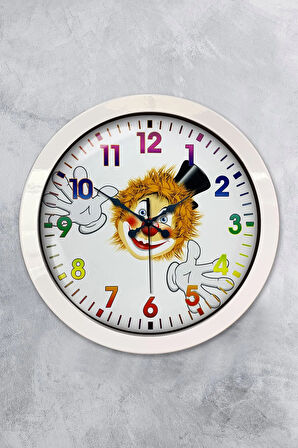 Hediyelik 36 Cm Beyaz Metal Palyaço Duvar Saati