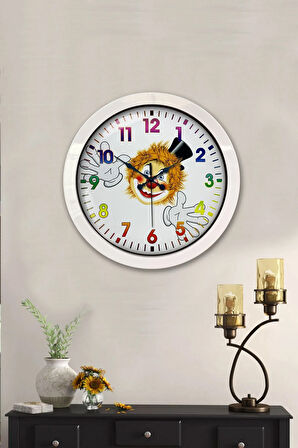 Hediyelik 36 Cm Beyaz Metal Palyaço Duvar Saati