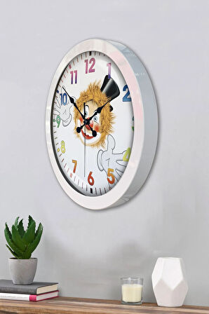 Hediyelik 36 Cm Beyaz Metal Palyaço Duvar Saati