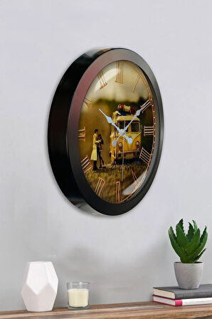 Hediyelik 36 Cm Siyah Metal Dekoratif Duvar Saati