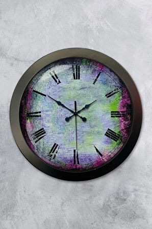 Hediyelik 36 Cm Siyah Metal Sanatsal Duvar Saati