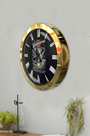 Hediyelik 36 Cm Gold Metal Cafe Duvar Saati