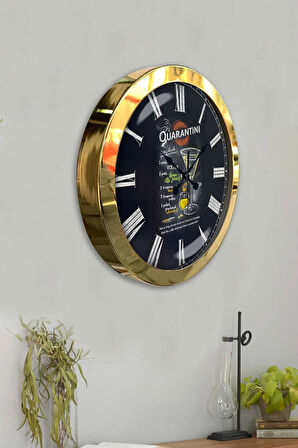 Hediyelik 36 Cm Gold Metal Cafe Duvar Saati