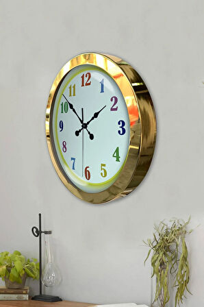 Hediyelik 36 Cm Gold Metal Çocuk Duvar Saati