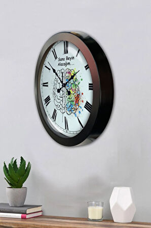 Hediyelik 36 Cm Siyah Metal Sana Beyin Alacağım Duvar Saati