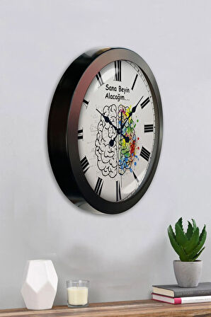 Hediyelik 36 Cm Siyah Metal Sana Beyin Alacağım Duvar Saati