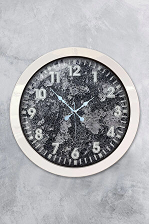 Hediyelik 36 Cm Beyaz Metal Kreter Duvar Saati