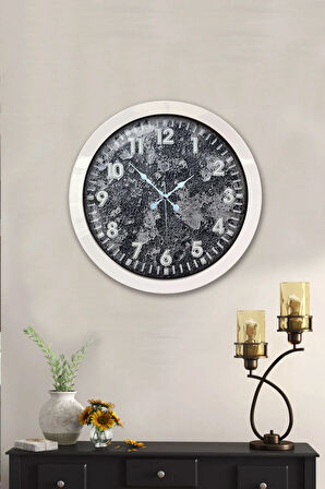 Hediyelik 36 Cm Beyaz Metal Kreter Duvar Saati