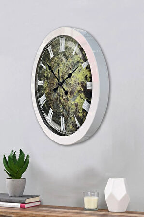 Hediyelik 36 Cm Beyaz Metal Zemin Duvar Saati