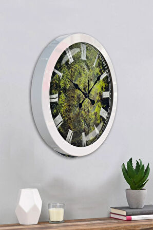 Hediyelik 36 Cm Beyaz Metal Zemin Duvar Saati